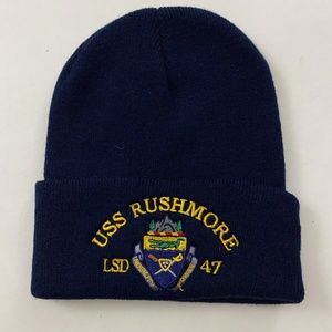 New USS Rushmore LSD 47 Knit Logo Cuffed The Corps United States Blue Beanie